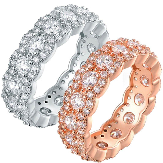 Cubic Zirconia Floral Eternity Band Ring - Assorted Sizes
