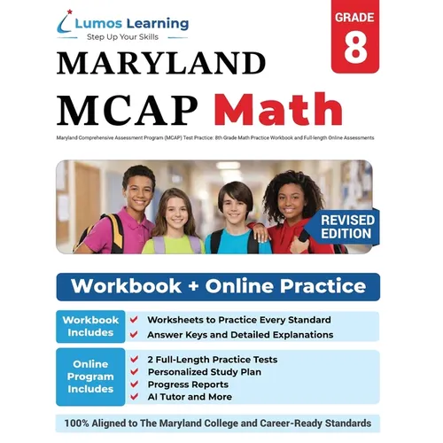 Maryland Comprehensive Assessment Program (MCAP) Test Practice: 8th Grade Math Practice Workbook and Full-length Online Assessments: Maryland Test Stu - Paperback