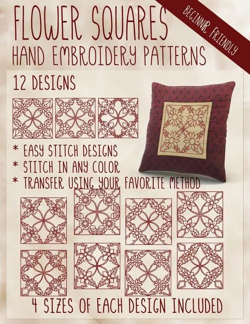 Flower Squares Hand Embroidery Patterns - Paperback