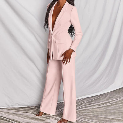 Women's Professional Blazer & Trousers Suit Set – Long Sleeve, Full Length