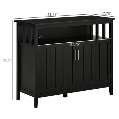 Black Sideboard Buffet Cabinet with 2 Doors and Adjustable Shelves