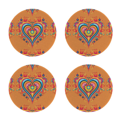 1970s Heart Custom Round Placemat - 4 pack (Made in USA)