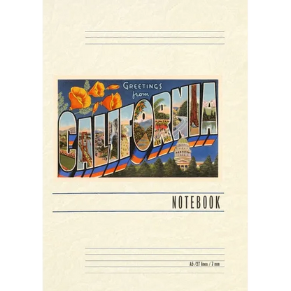 Vintage Lined Notebook Greetings from California - Paperback