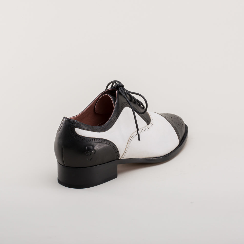 Dandy Men's Vintage Cap Toe Oxfords (Black/White)