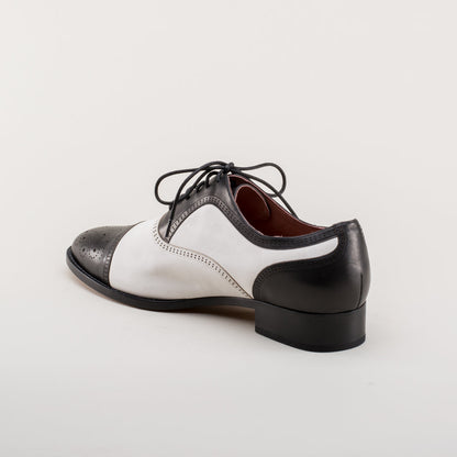 Dandy Men's Vintage Cap Toe Oxfords (Black/White)