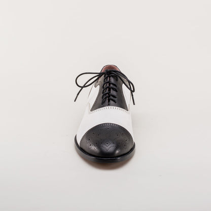 Dandy Men's Vintage Cap Toe Oxfords (Black/White)