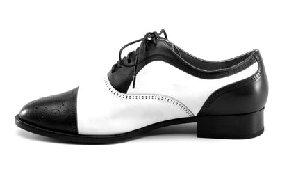 Dandy Men's Vintage Cap Toe Oxfords (Black/White)
