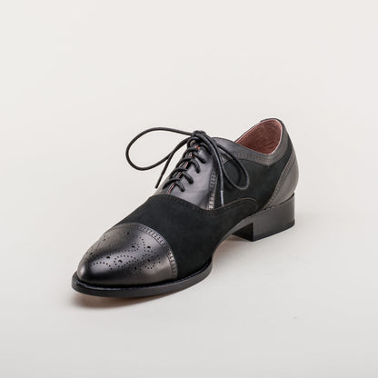 Dandy Men's Vintage Cap Toe Oxfords (Black)