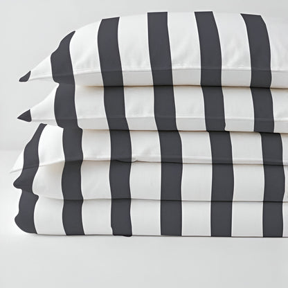 400TC Stripe Border Frame Cotton Sateen Duvet Cover Set