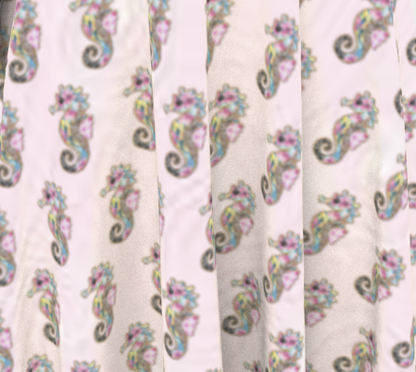 Seahorses on Pink Wave Short Wrap Skirt