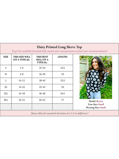 Delia Daisy Print Long Sleeve Top