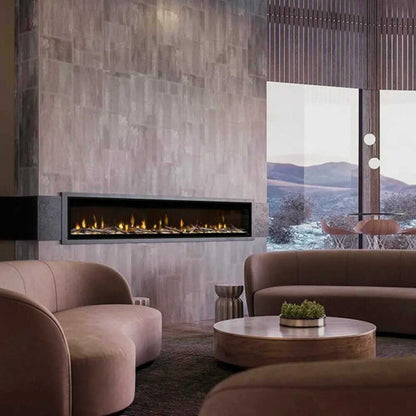 Dimplex Ignite Evolve Built-In Frosted Tumbled Glass Linear Electric Fireplace With Heat Boost System & Trim Kit (SAK59214)