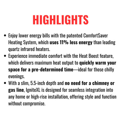 Dimplex IgniteXL 74-Inch Premium Built-In Linear Electric Fireplace With Integrated Heater Fan [XLF74] (SAK14736)