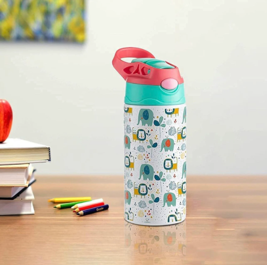 12oz Blank Sublimation Sippy Cup White Straight Stainless Drinking Tumbler Sport Water Bottles with Handle