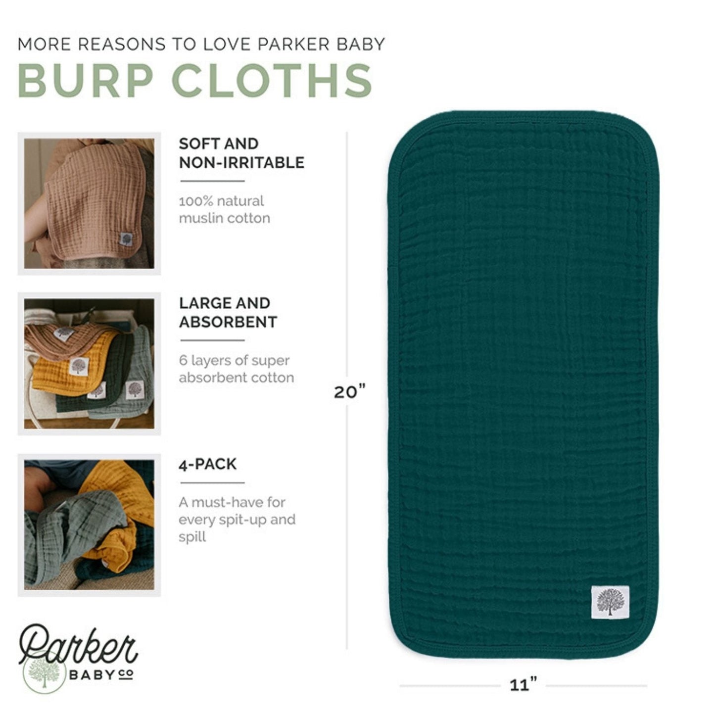 Dune Set - Muslin Burp Cloths (4 Pack)