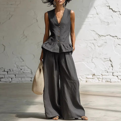 Women's Bohemian Ruffled Sleeveless Tank & Pants Set