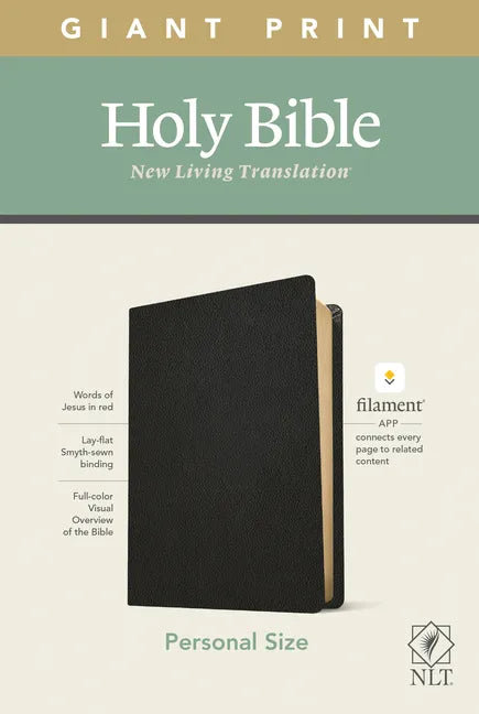 NLT Personal Size Giant Print Bible, Filament Enabled Edition (Red Letter, Genuine Leather, Black) - Leather