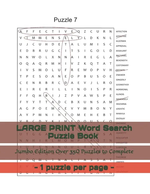LARGE PRINT Word Search Puzzle Book - 1 puzzle per page - Jumbo Edition Over 350 Puzzles to Complete - Paperback