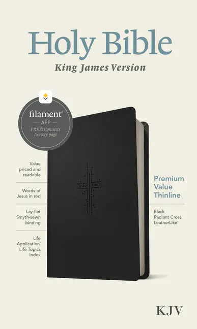 KJV Premium Value Thinline Bible, Filament Enabled (Leatherlike, Black Radiant Cross, Red Letter) - Imitation Leather