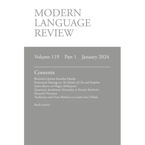 Modern Language Review (119.1) January 2024 - Paperback