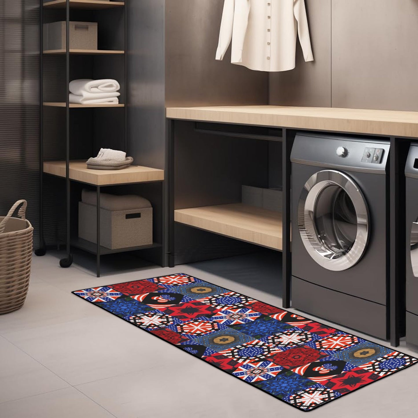 4th of July Blocks Area Rug with Black Binding (Made in USA)