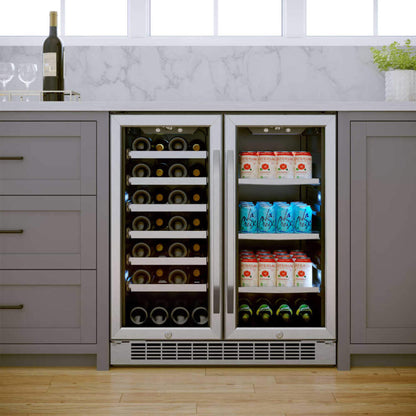 Edgestar 30-Inch Wide 28 Bottle Built In Dual Zone Beverage Center With 86 Can Capacity (SAK35972)