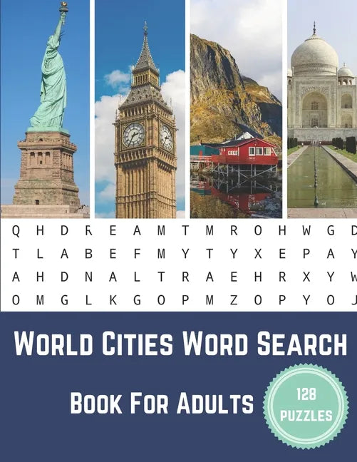 World Cities Word Search Book For Adults: Large Print Puzzle Book Gift With Solutions - Paperback
