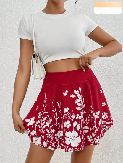 🌼 Women's Minimalist Floral Print High-Waisted Shorts with Pockets
