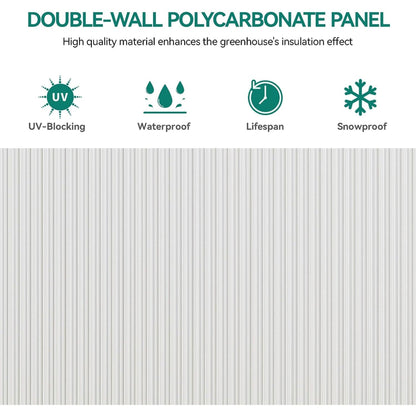 [10X12FT] Extra-Large Heavy-Duty Polycarbonate Aluminum Greenhouse With Sliding Doors And Vents (SAK74183)