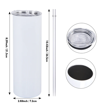 20oz FLAT EDGE bottom completely straight Blank gloss white sublimation tumbler