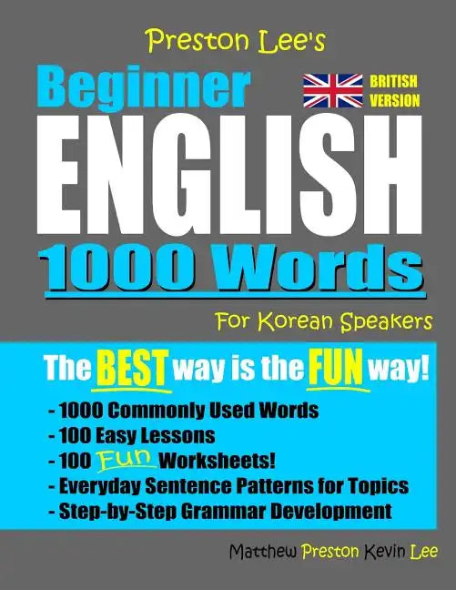 Preston Lee's Beginner English 1000 Words For Korean Speakers (British Version) - Paperback