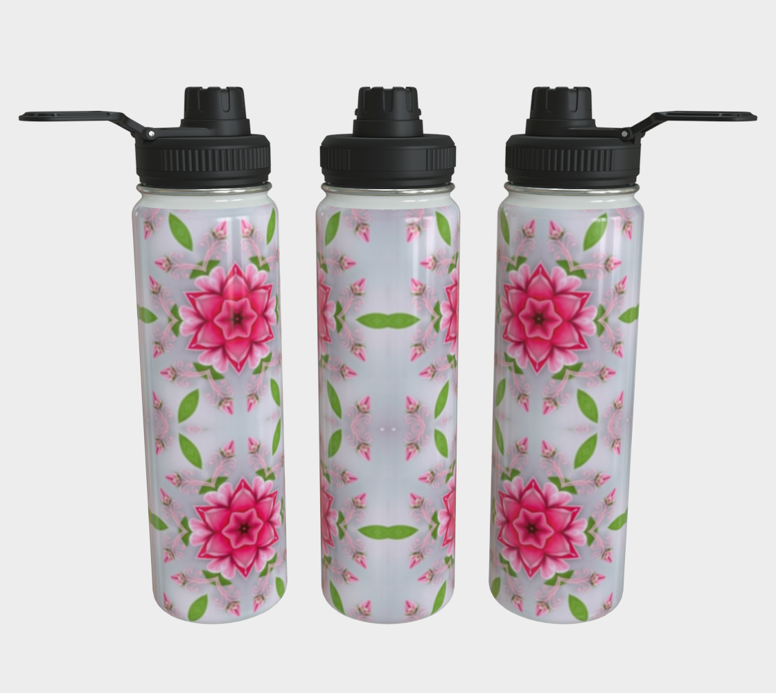Silver and Pink Star Pattern 24 oz Stainless Steel Water Bottle with Twist-off Cap