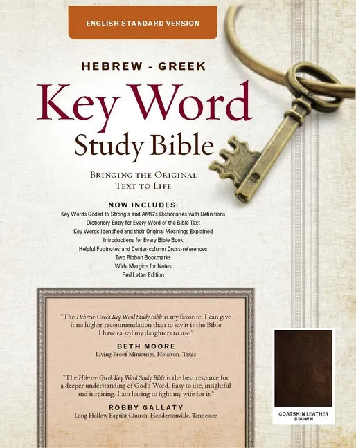 The Hebrew-Greek Key Word Study Bible: ESV Edition, Brown Genuine Goat Leather - Leather