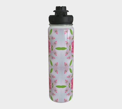 Silver and Pink Star Pattern 24 oz Stainless Steel Water Bottle with Twist-off Cap