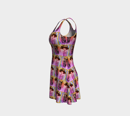 I'm Not Perfect I'm Original Pink Short Flared Dress