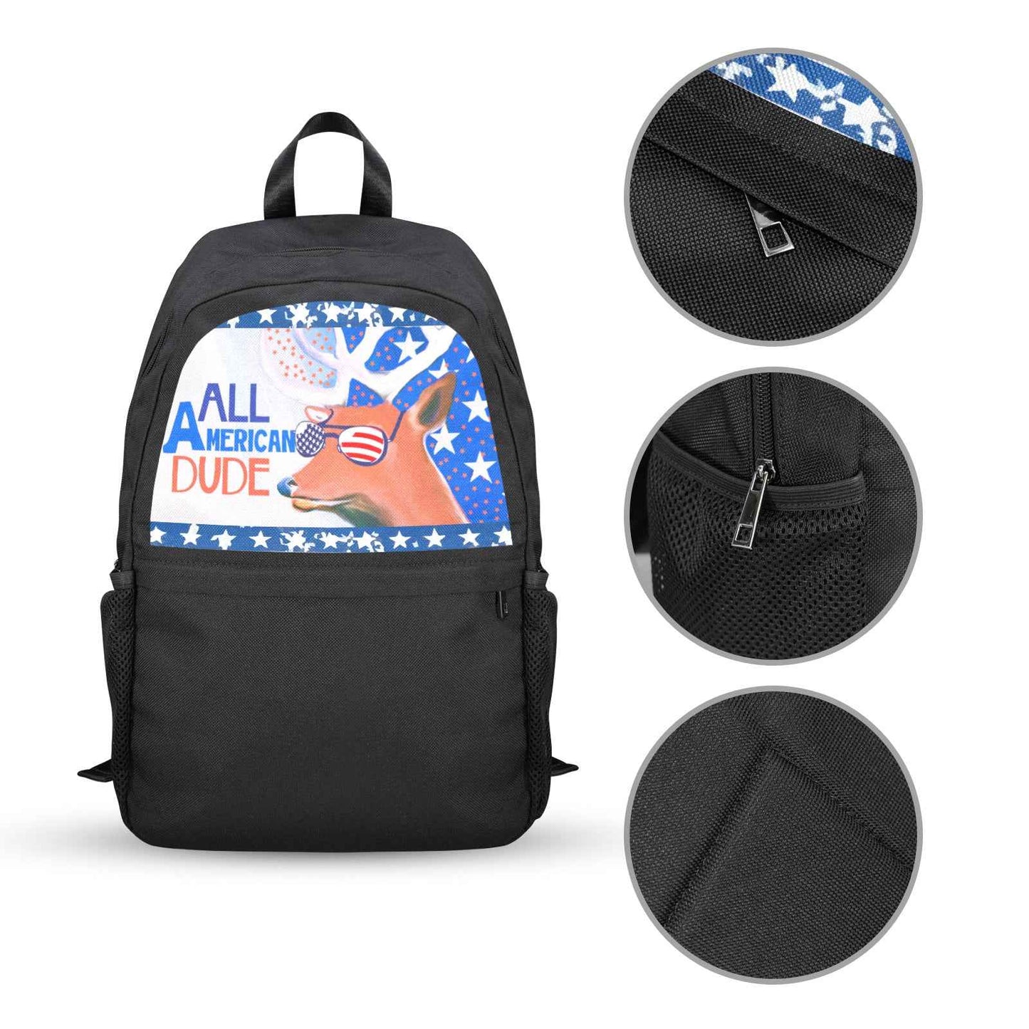 All American Dude with Deer Printed Casual Backpack | Upper Part Printing