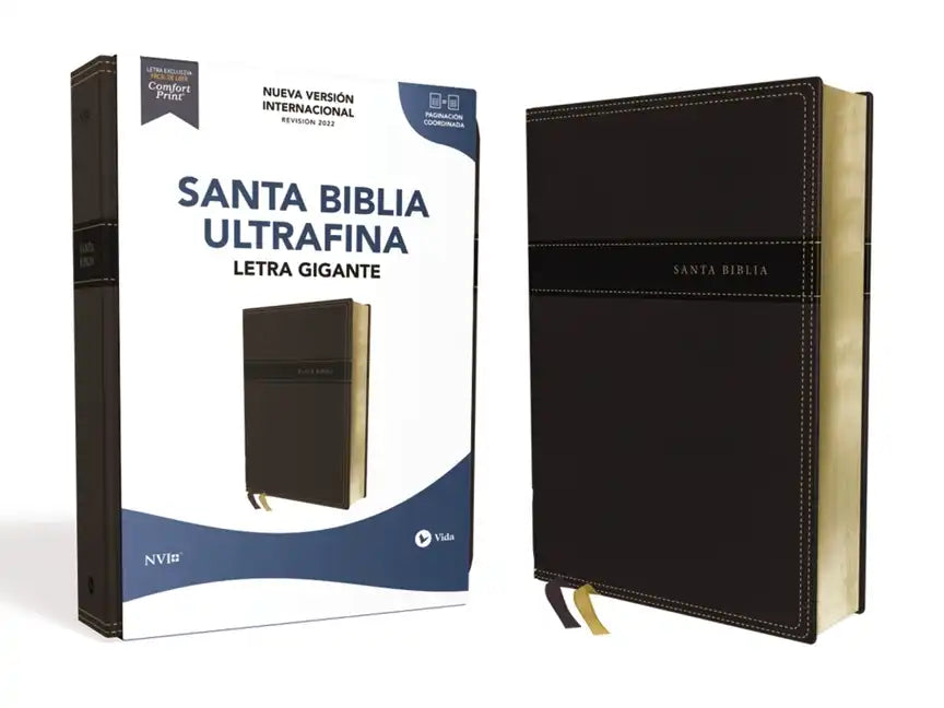 Nvi, Santa Biblia, Revisión 2022, Ultrafina, Letra Gigante, Leathersoft, Negro, Palabras de Jesús En Rojo, Comfort Print - Leather