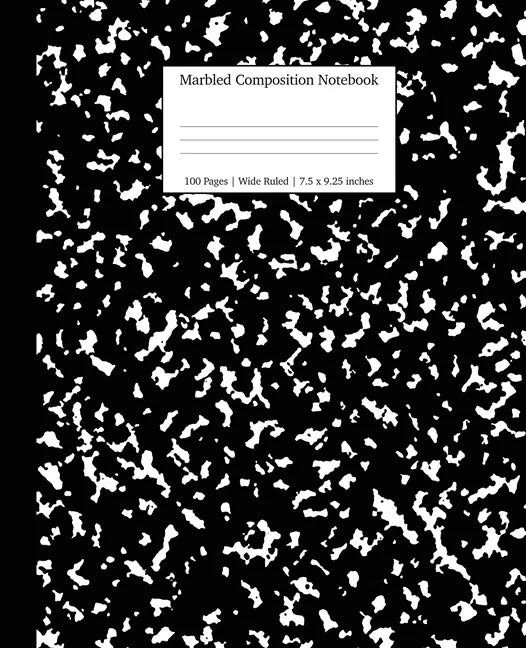Marbled Composition Notebook: Black Marble Wide Ruled Paper Subject Book - Paperback