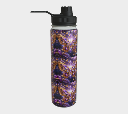 Crystal Purple Butterflies 24 oz Stainless Steel Water Bottle