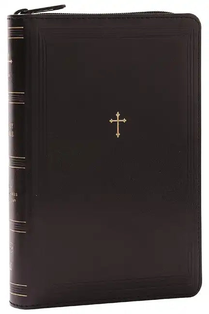 NKJV Compact Paragraph-Style Bible W/ 43,000 Cross References, Black Leathersoft with Zipper, Red Letter, Comfort Print: Holy Bible, New King James Ve - Imitation Leather