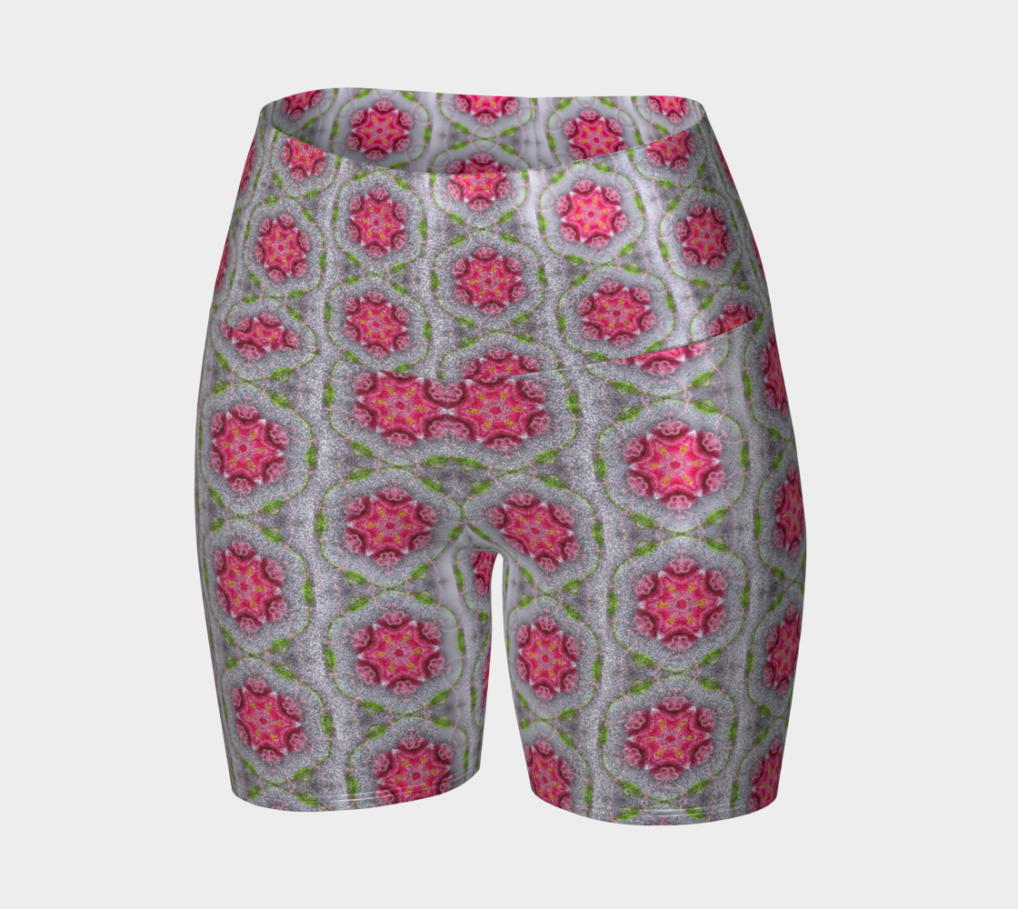 Silver and Pink Star Pattern Yoga Shorts
