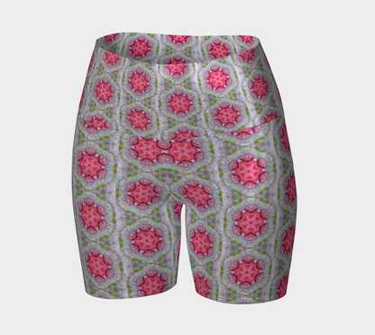 Silver and Pink Star Pattern Yoga Shorts
