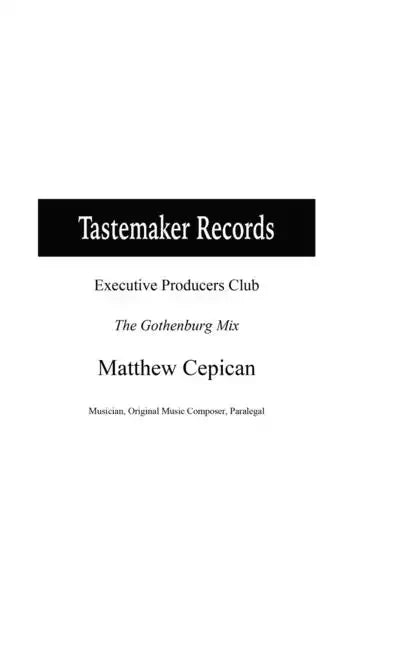 Tastemaker Records Executive Producers Club The Gothenburg Mix - Hardcover