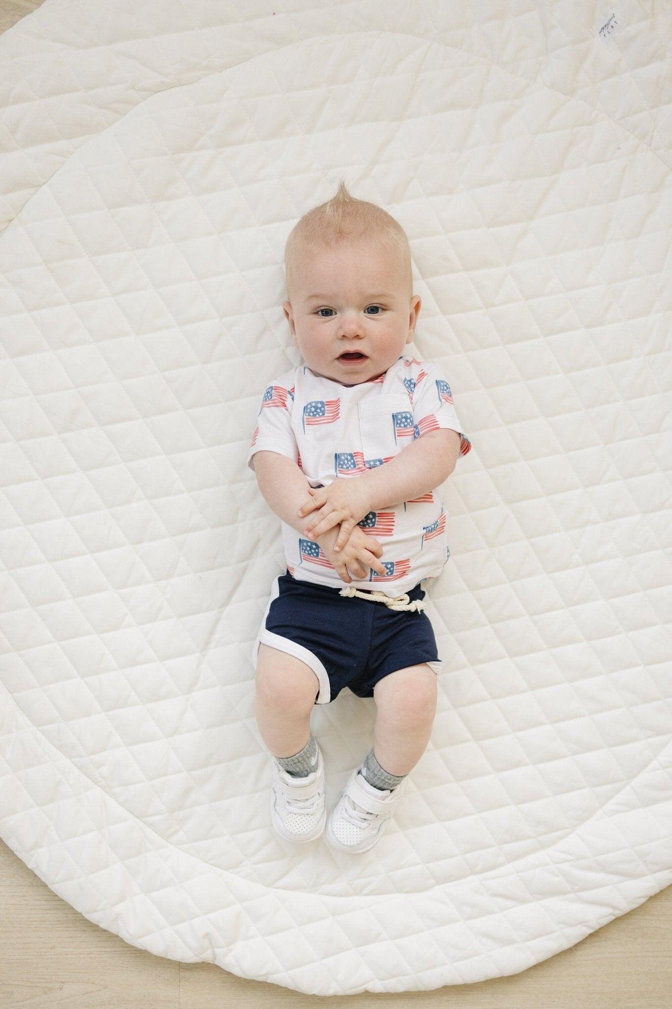 Flag Print Bamboo Pocket Tee & Shorts
