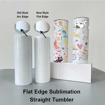 20oz FLAT EDGE bottom completely straight Blank gloss white sublimation tumbler
