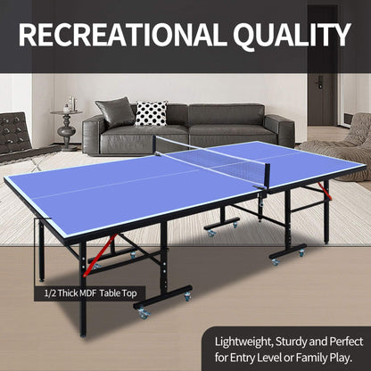 8FT Foldable Midsize Table Tennis Table Set With Paddles, Balls, And Net (SAK14735)