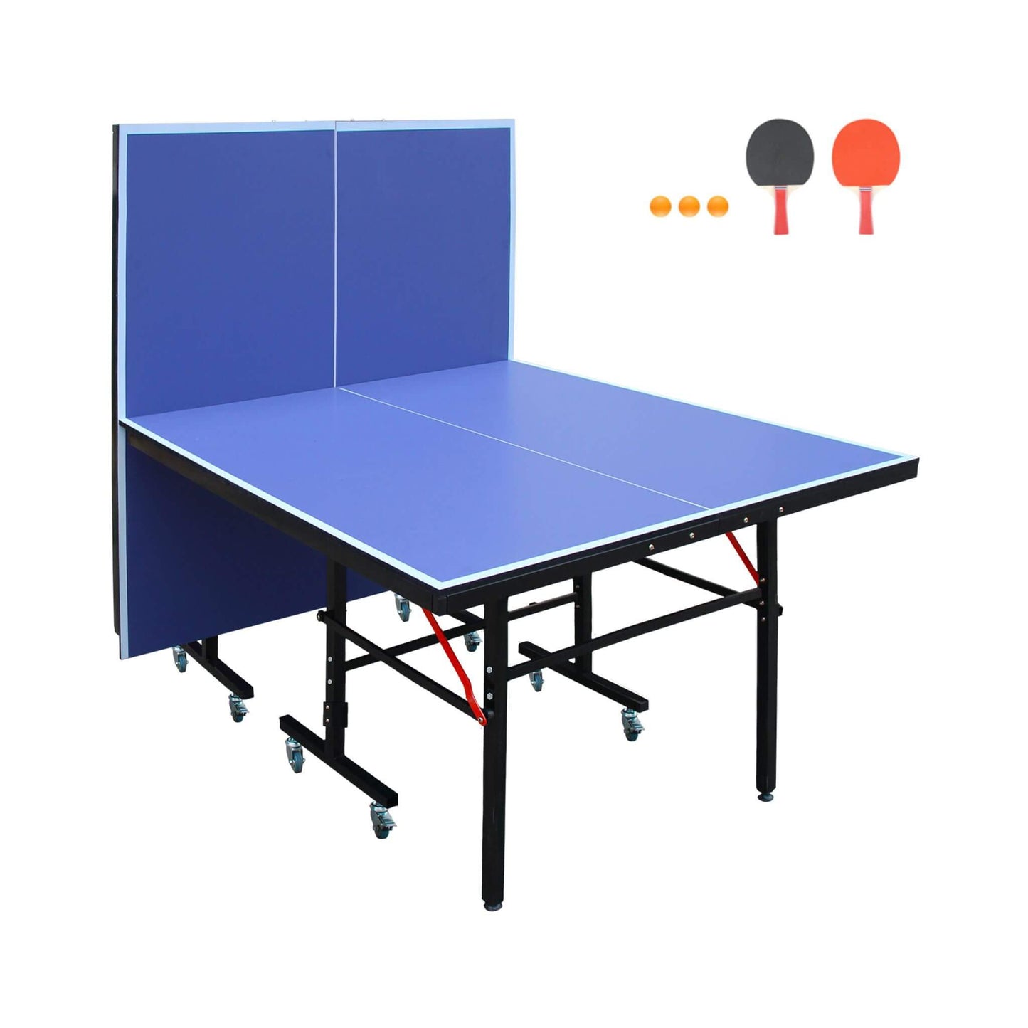 8FT Foldable Midsize Table Tennis Table Set With Paddles, Balls, And Net (SAK14735)
