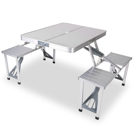 Folding Picnic Table with 4 Seats and Umbrella Hole