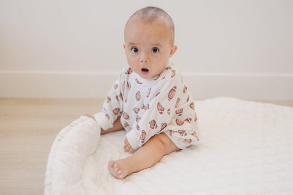 Football Print Bamboo Bubble Romper with Optional Embroidery