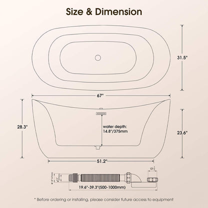 Nuvia Verano Freestanding Whirlpool Air Bubble LED Massage Bathtub (SAK47639)